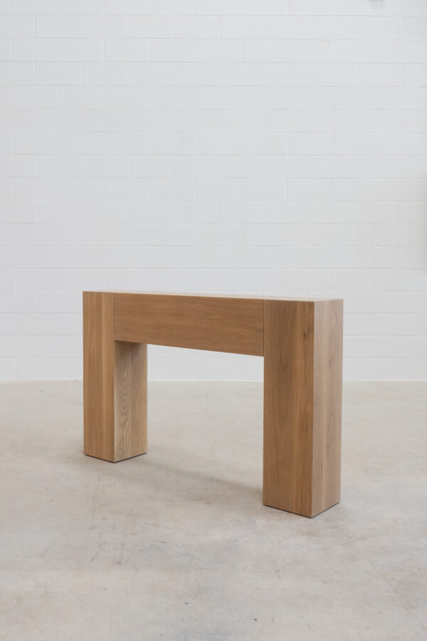 minimalist design wooden console table with natural finish